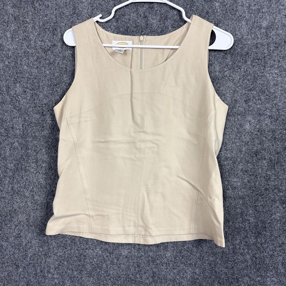Talbots Top Blouse Womens 8 beige Silk Business Party Old Money classic Minimal - Picture 1 of 9